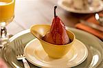 Poached pear in a yellow cup, Olde Rhinebeck Inn, Rhinebeck, NY.
