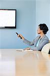 Woman using video conferencing