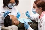 Man having teeth examined