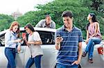 Teenagers with car