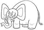 Black and White Cartoon Illustration of Elephant Animal Character Coloring Page