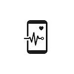 Mobile Monitoring and Medical Services Icon. Flat Design. Isolated smart phone with heart and cardiogram.