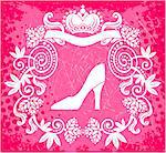 High heel royal floral frame with crown