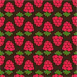 Seamless raspberry background brown pattern. Vector illustration
