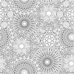 Black and white lacy seamless floral pattern with stylized geometric flowers, vector illustration