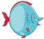 Cartoon Illustration of Big Fish Sea Life Animal Character