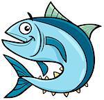 Cartoon Illustration of Tuna Fish Sea Life Animal Character