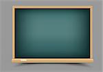Empty education school green chalkboard with shadow on gray background. Blackboard template for chalk write or draw