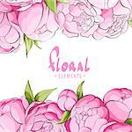 Bright floral template with peonies
