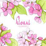 Bright floral template with apple tree flowers