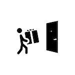 Door Delivery Icon with Man and Box Isolated Illustration