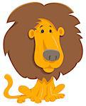 Cartoon Illustration of Cute Lion Wild Animal Character