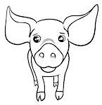 Black and White Cartoon Illustration of Cute Little Pig or Piglet Farm Animal Character Coloring Page