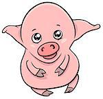 Cartoon Illustration of Cute Piglet or Little Pig Farm Animal Character