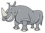 Cartoon Illustration of Rhinoceros Wild Animal Character