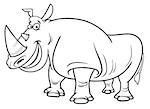 Black and White Cartoon Illustration of Rhinoceros Wild Animal Character Coloring Page