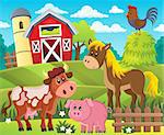 Farmland with animals theme 1 - eps10 vector illustration.