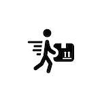 Fast Delivery Icon with Man and Box. Isolated Illustration