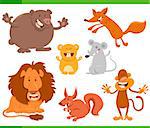 Cartoon Illustration of Cheerful Animal Characters Set