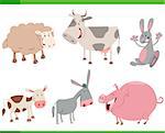 Cartoon Illustration of Cute Farm Animal Characters Collection