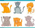 Cartoon Illustration of Funny Cats or Kittens Characters Set