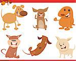 Cartoon Illustration of Cute Dogs or Puppies Characters Set