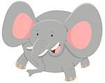 Cartoon Illustration of Cute Elephant Animal Character