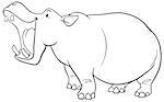 Black and White Cartoon Illustration of Hippopotamus Wild Animal Character Coloring Page