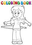 Coloring book girl exercising 1 - eps10 vector illustration.