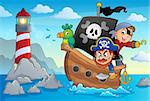 Pirate boat theme 3 - eps10 vector illustration.