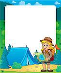 Summer frame with scout girl theme 2 - eps10 vector illustration.
