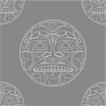 Vector illustration of the sun symbol. Modern stylization of North American and Canadian native art i with native ornament seamless pattern