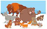 Cartoon Illustration of Happy Wild Animal Characters Group