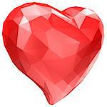 heart with faceted low-poly geometry effect isolated on white background