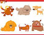 Cartoon Illustration of Cute Dogs or Puppies Animal Characters Set