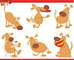 Cartoon Illustration of Cute Dogs or Puppies Pet Characters Set