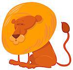 Cartoon Illustration of Lion Wild Cat Animal Character