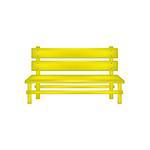 Rural bench in yellow design on white background