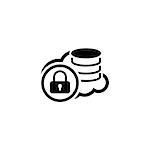Secure Cloud Storage Icon. Flat Design. Security concept with a cloud and a padlock. Isolated Illustration. App Symbol or UI element.