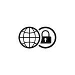 Global Security Icon. Flat Design Isolated Illustration. App Symbol or UI element. Globe with Padlock in Circle.