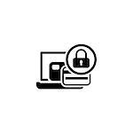 Secure Payment Icon. Flat Design Isolated Illustration. App Symbol or UI element. Laptop with Bank Card and Padlock.