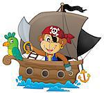Boat with pirate monkey theme 1 - eps10 vector illustration.