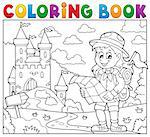 Coloring book scout girl theme 3 - eps10 vector illustration.