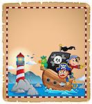 Parchment with pirate boat theme 1 - eps10 vector illustration.