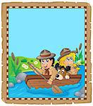 Parchment with water scouts on river - eps10 vector illustration.