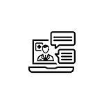 Online Medical Services Icon. Flat Design. Isolated Illustration. Laptop with online session where the doctor answers questions.