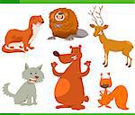 Cartoon Illustration of Cute Forest Animal Characters Set