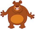 Cartoon Illustration of Happy Brown Bear Animal Character