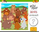 Cartoon Illustration of Educational Counting Activity for Kids with Funny Bears Animal Characters