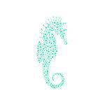 Seahorse made of turquoise balls on white background